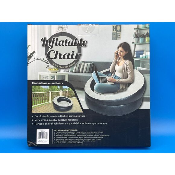 Inflatable Chair For Indoor & Outdoor Use Premium Flocked Surface Easy Inflates - Picture 2 of 7